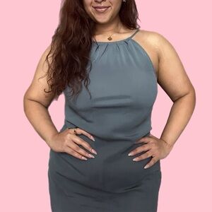 ✨ abercombie & fitch high-neck low-back maxi dress - charcoal ✨